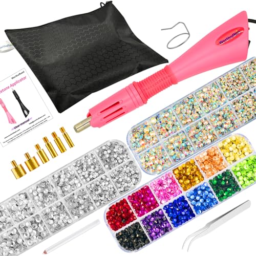 Hotfix Rhinestone Setter Applicator Tool Kit with 5000 Pcs AB Crystal Clear E4892