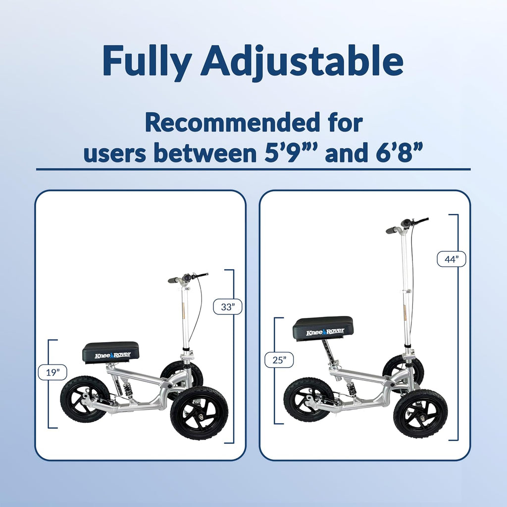 Silver All Terrain Knee Scooter with Shock Absorber T3350