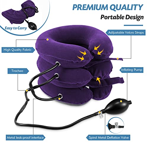 Adjustable Inflatable Neck Traction Device (Khaki Brown) K3092