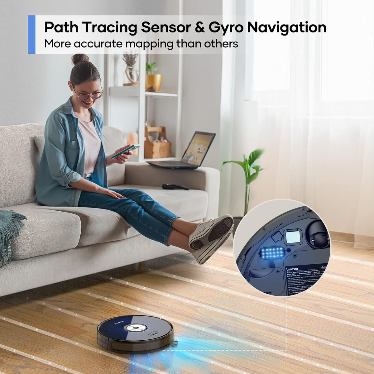 Robot Vacuum Cleaner, 2500Pa Suction, Mopping, App Control, Ultra-Slim T112998