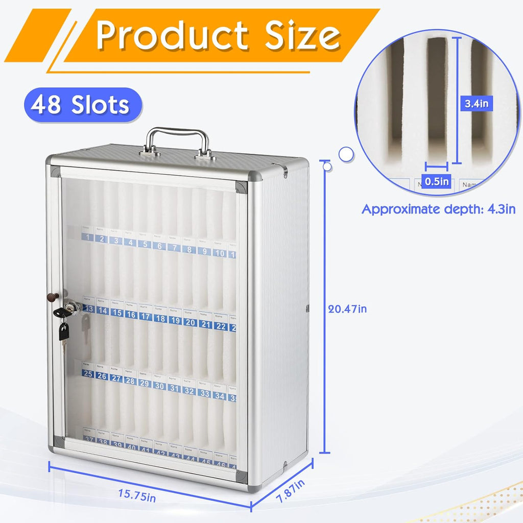 24 Slots Aluminum Alloy Pocket Chart Storage Cabinet E8134