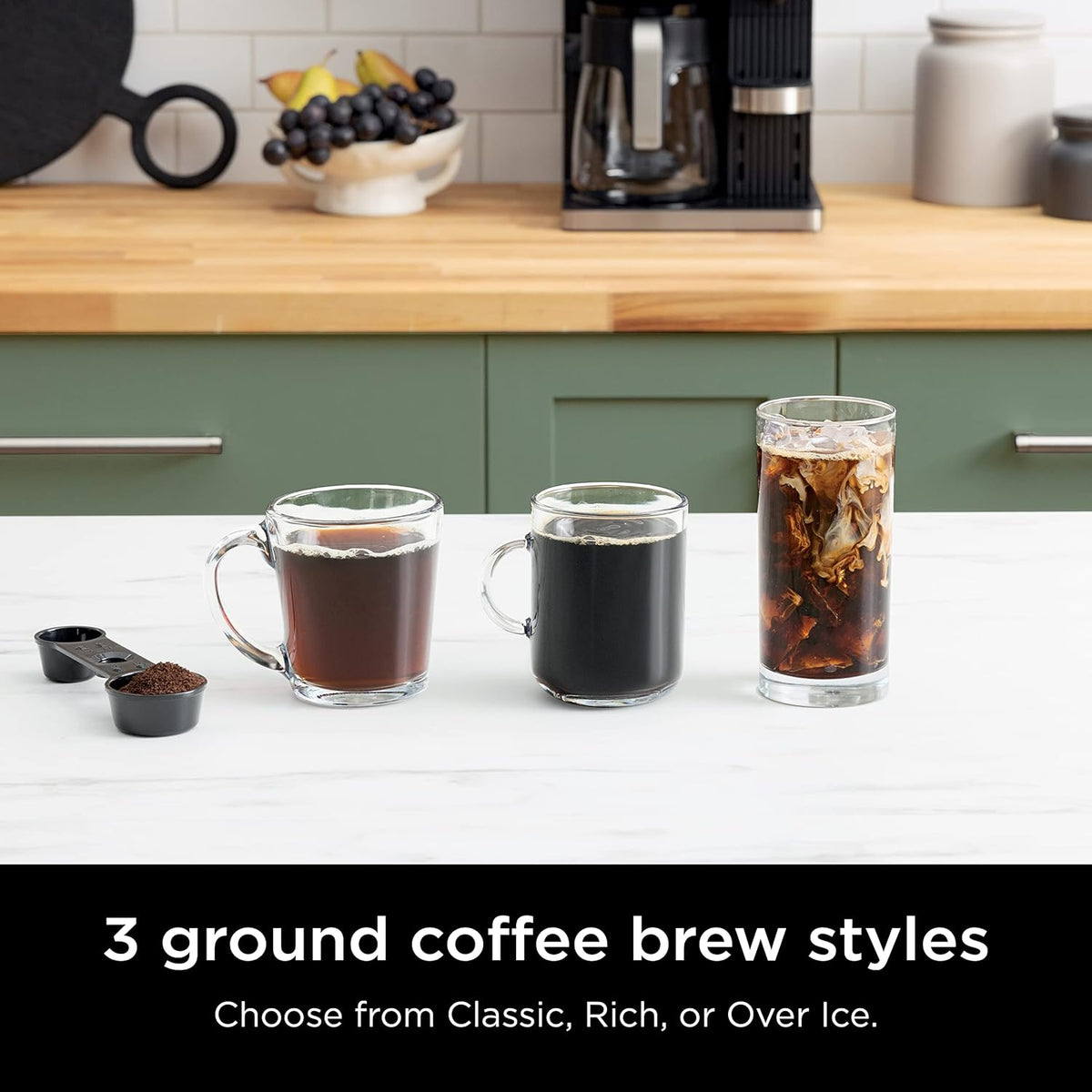 Black and Stainless Steel Espresso & Coffee System, 12-Cup Carafe, Built-in Frother W941197