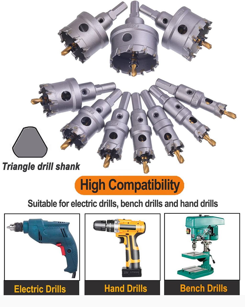 10 Pcs Tungsten Carbide Tipped Hole Saw Kit K718