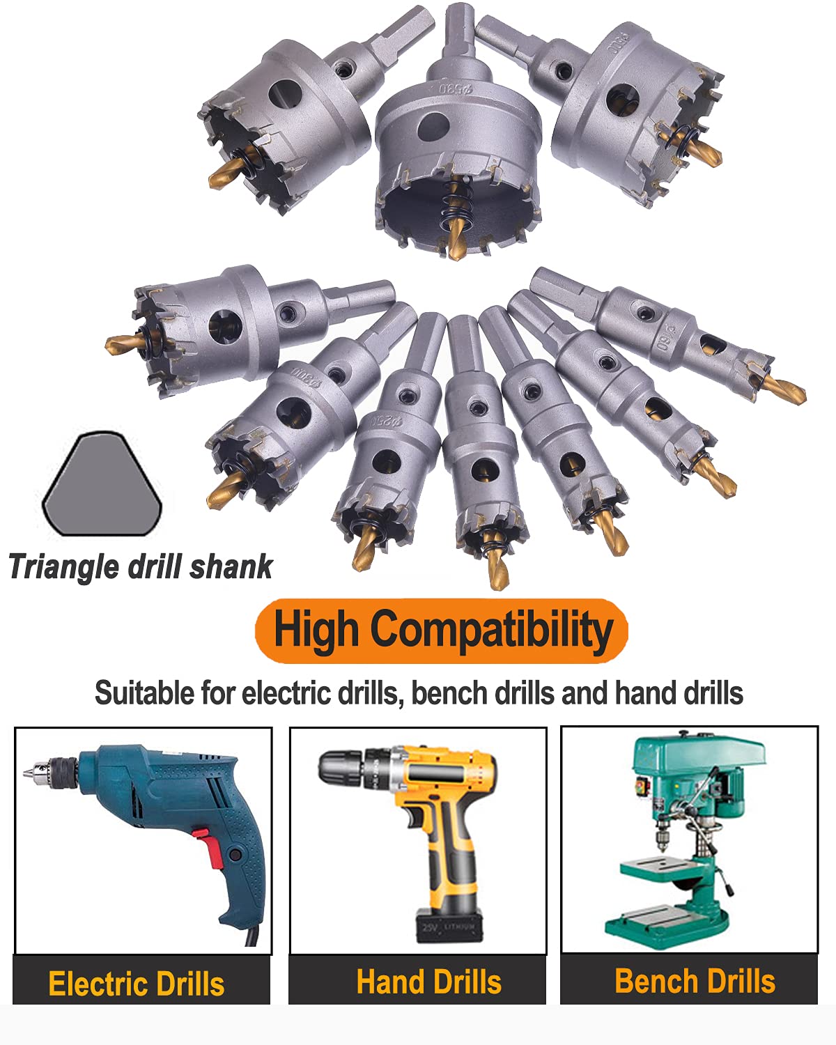 10 Pcs Tungsten Carbide Tipped Hole Saw Kit K718