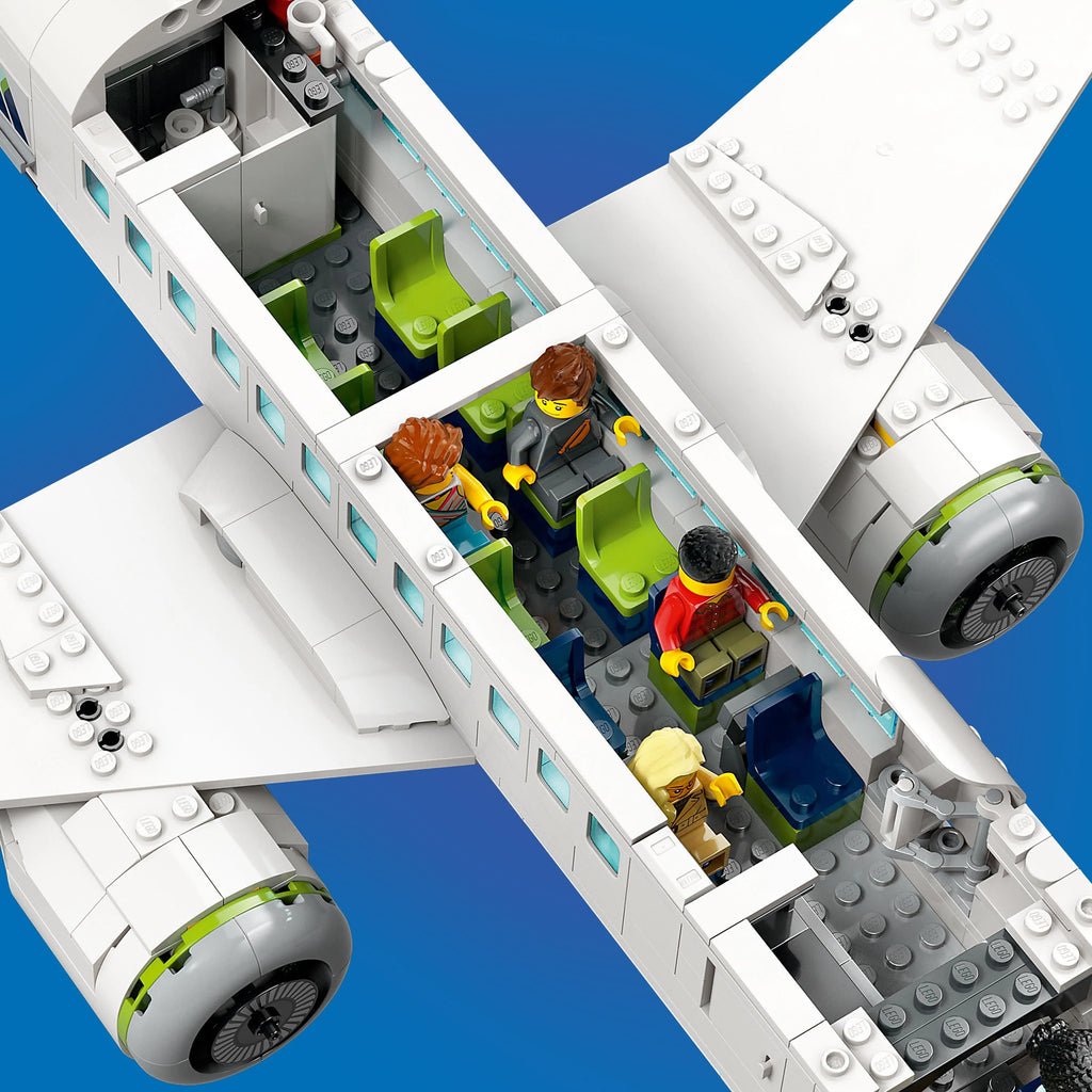 LEGO City Passenger Airplane Building Toy Set with Large Airplane, Passenger Bus, Luggage Truck, Container Loader, and 9 Minifigures C845