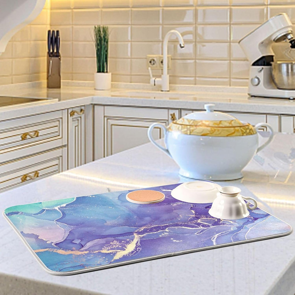 Marble Texture Dish Drying Mat 16x18Inch B2503