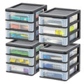 Black Plastic 3-Drawer Stacking Storage Organizer, 2-Pack L508