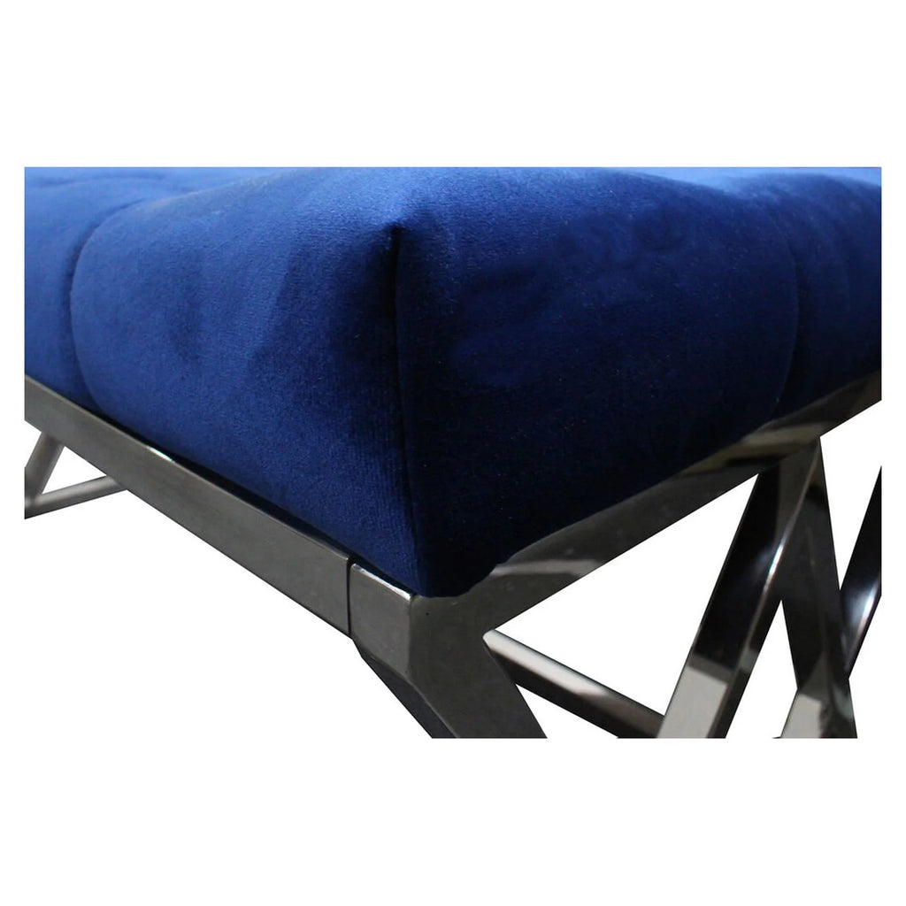 Blue Velvet Upholstered Bench Q257506