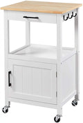 White Rolling Kitchen Island with Single Door Cabinet A861