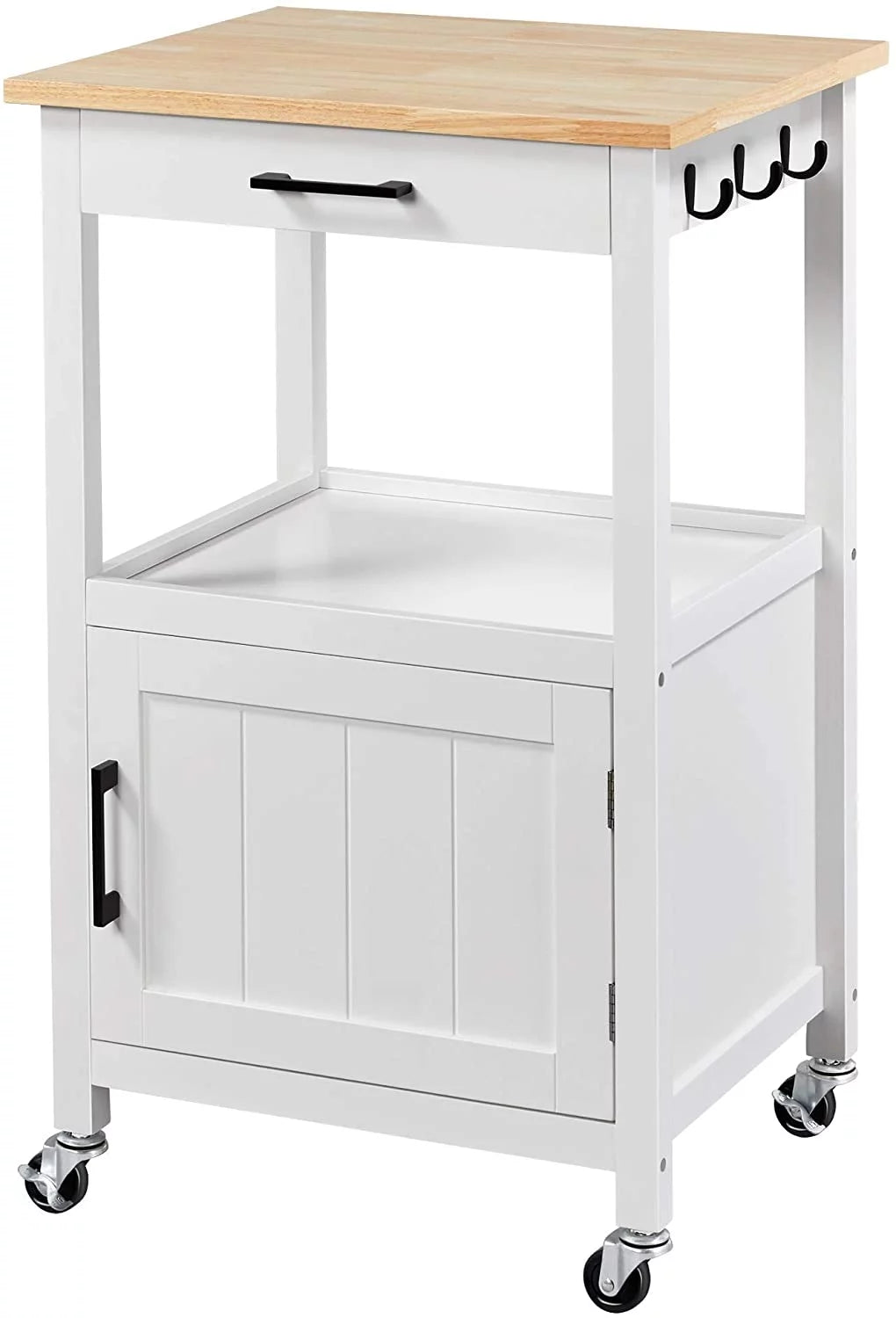 White Rolling Kitchen Island with Single Door Cabinet A861