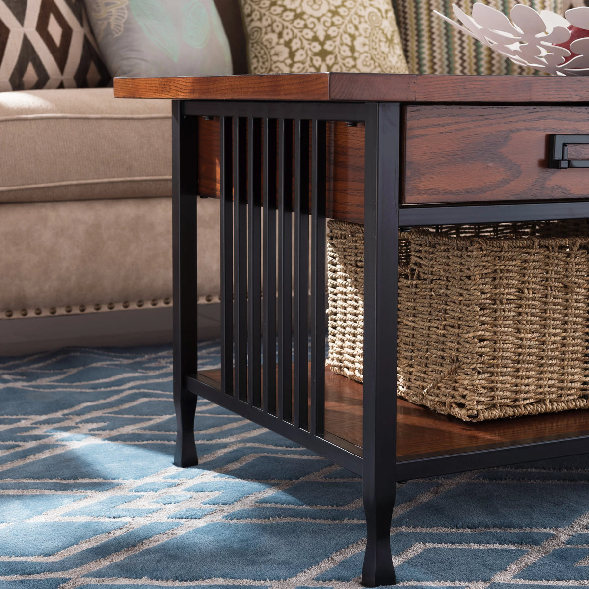 Rustic Two Drawer Coffee Table with Shelf E744976