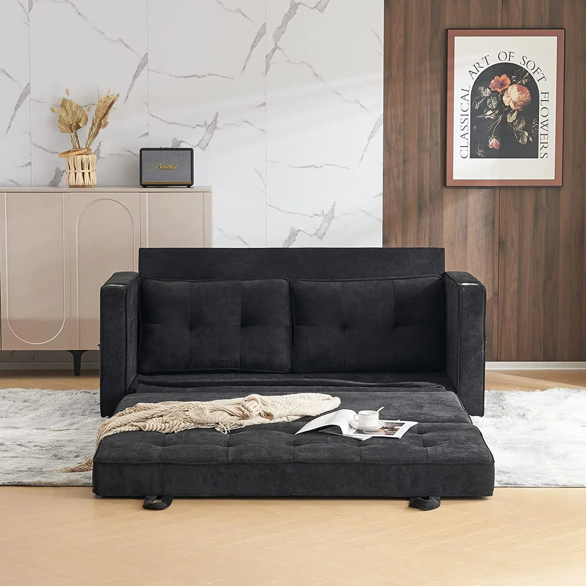 Full Size Chenille Futon Sofa Bed B369272