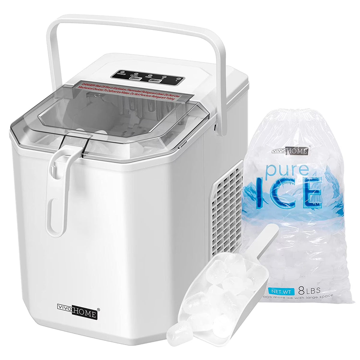 Portable Countertop Ice Maker with Handle, 26lbs/Day, White A121764