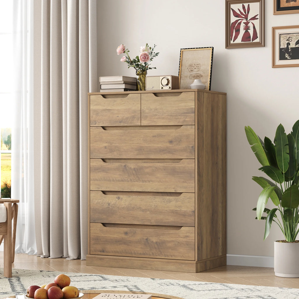 White 6 Drawer Wood Dresser S5742
