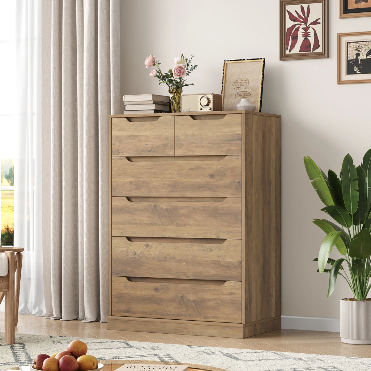 White 6 Drawer Wood Dresser S5742
