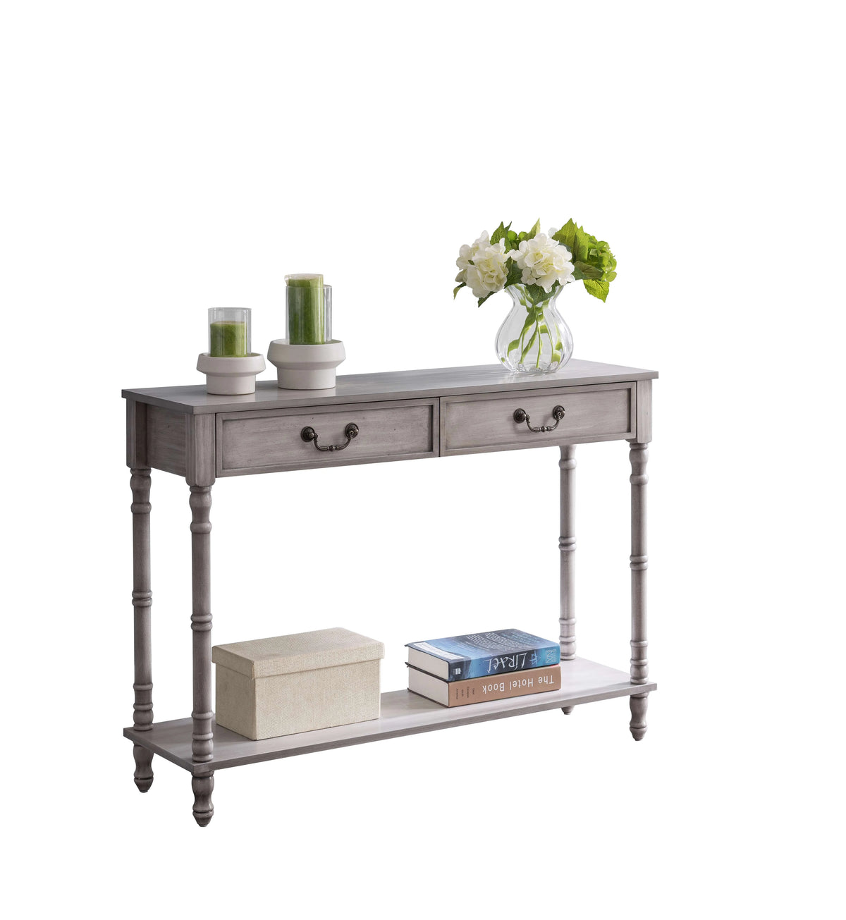 Washed Oak 2 Drawer Console Table with Shelf R232711