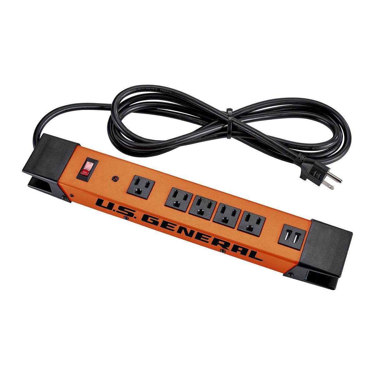 5-Outlet Magnetic Power Strip with Metal Housing and 2 USB Ports E353838
