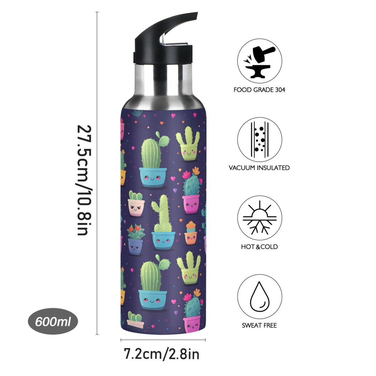 Stainless Steel Insulated Water Bottle with Straw Lid G8815