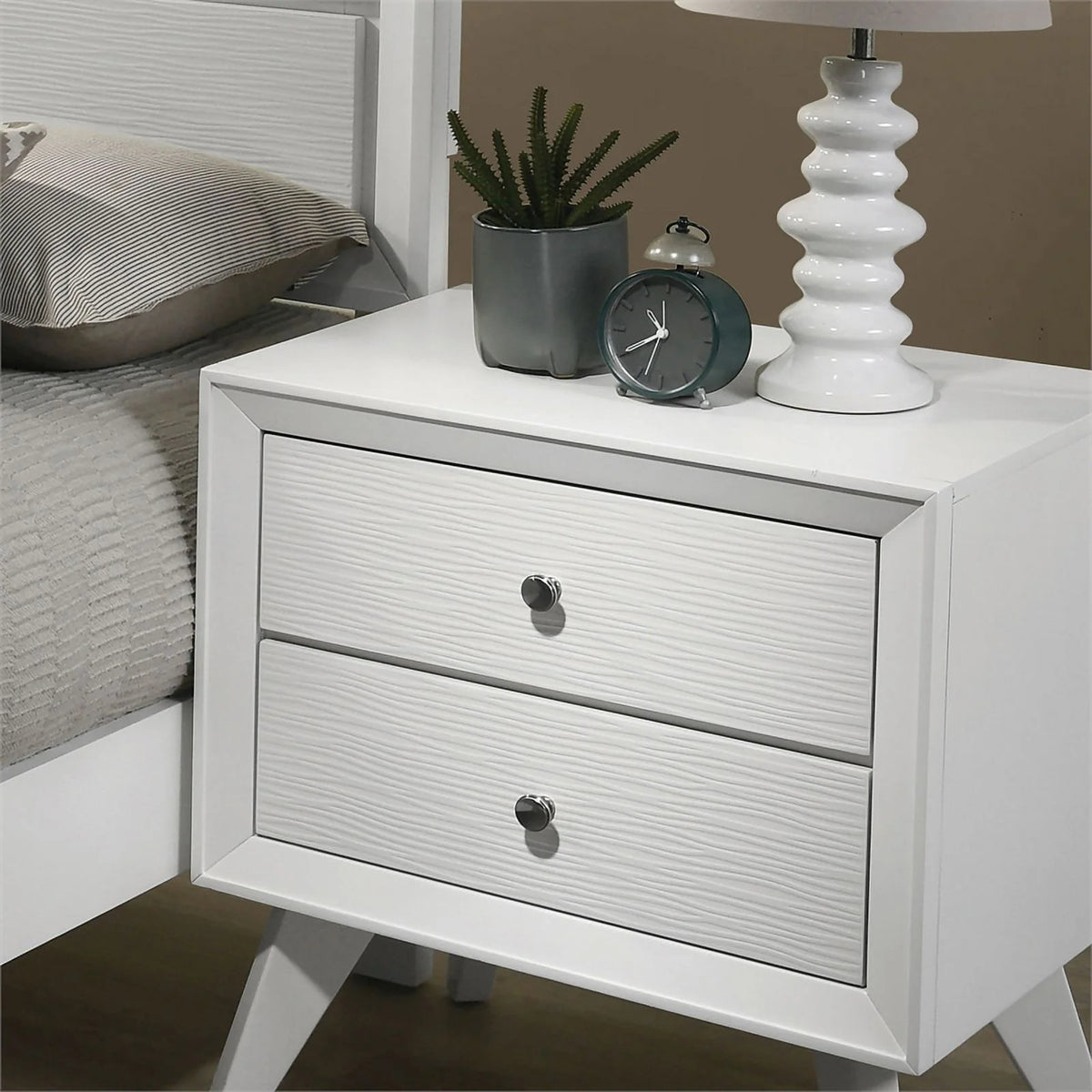5pc Wood White Bedroom Set King P3107