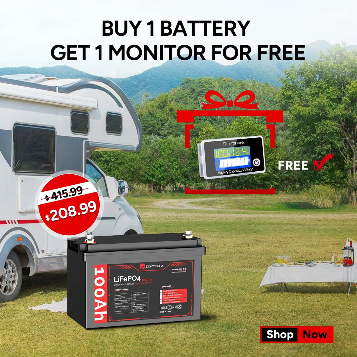 100Ah LiFePO4 Lithium Deep Cycle Battery Y932