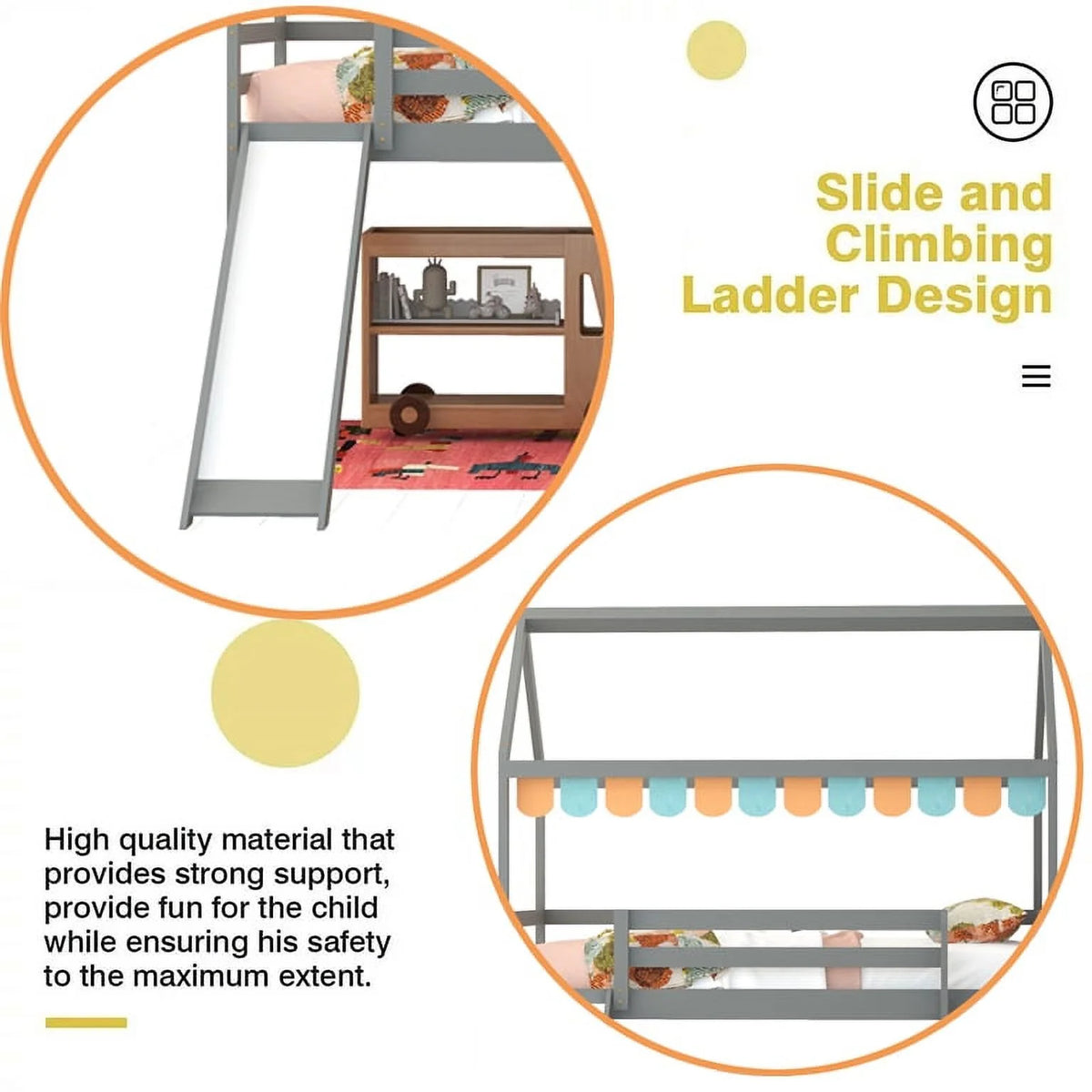 Twin Wood Loft Bed with Slide and Ladder G2655