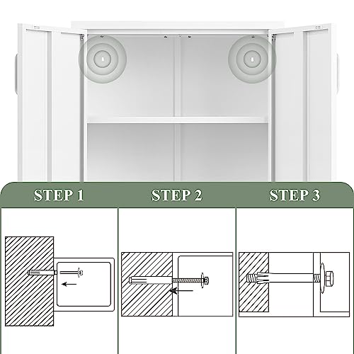 White Metal Storage Cabinet with 2 Doors and 2 Adjustable Shelves R532