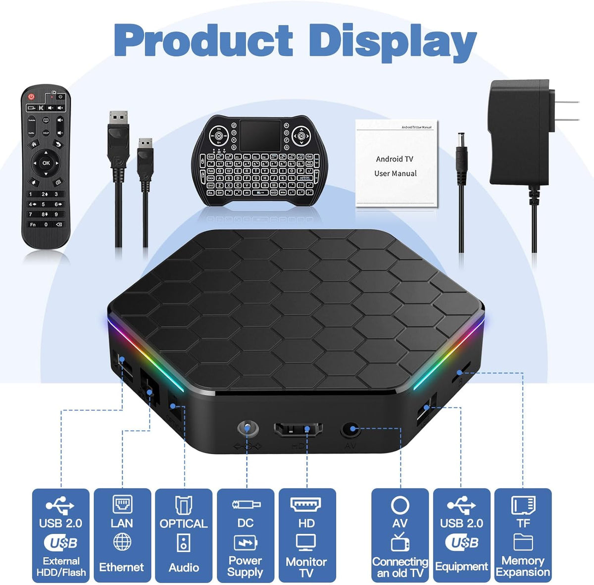 Android TV Box 4GB RAM 64GB ROM 6K 4K Wi-Fi 6 Bluetooth 5.0 USB H843
