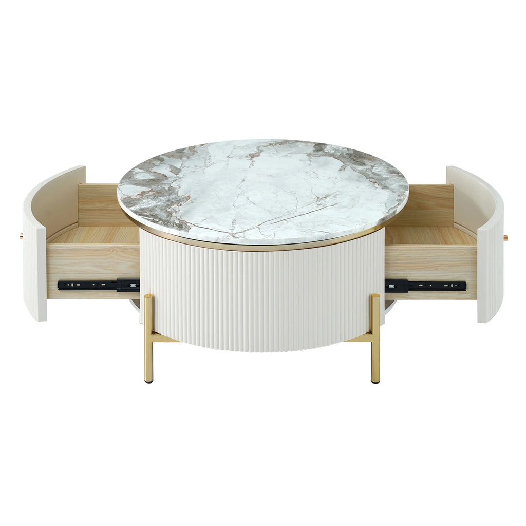 Modern Round Coffee Table with 2 Drawers D376