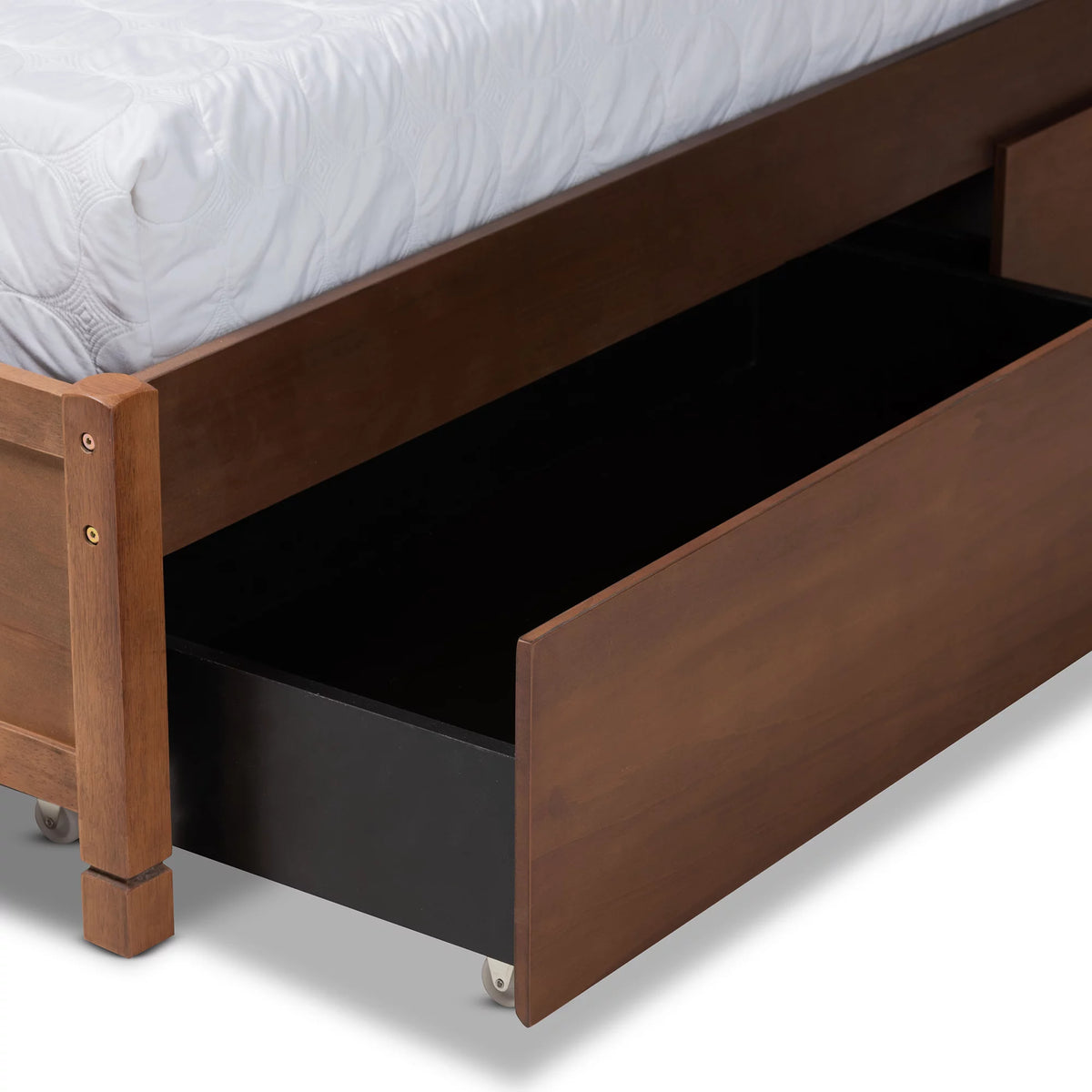 Walnut Brown Wood King Size 4-Drawer Platform Storage Bed Z83669