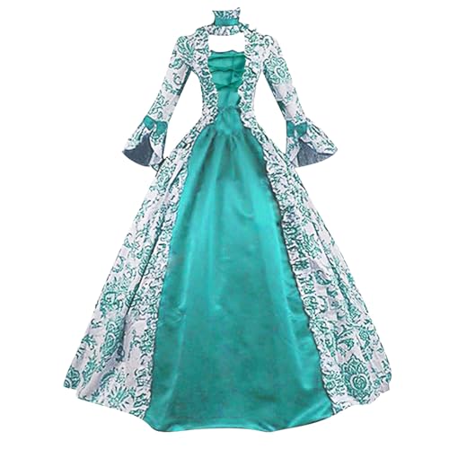 Women Renaissance Medieval Maxi Dress Corset Victorian Vintage Half sleeve Dresses I545