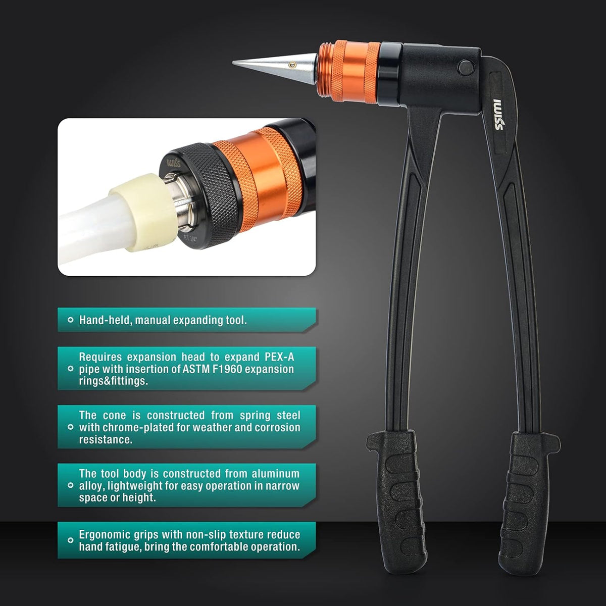 PEX-A Expander Tool Kit with Self-Rotary Expansion Heads 1/2,3/4 and 1-Inch R59677