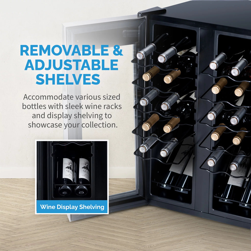 24 Bottle Dual Temperature Zone Wine Cooler Refrigerator O2789