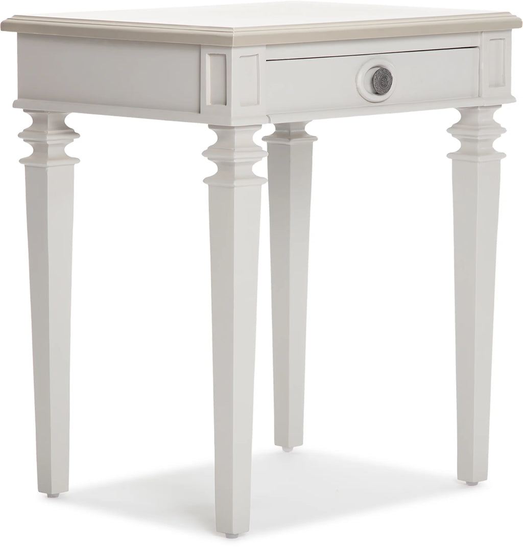 Light Gray Solid Wood End Table Nightstand with Drawer L478