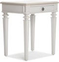 Light Gray Solid Wood End Table Nightstand with Drawer L478