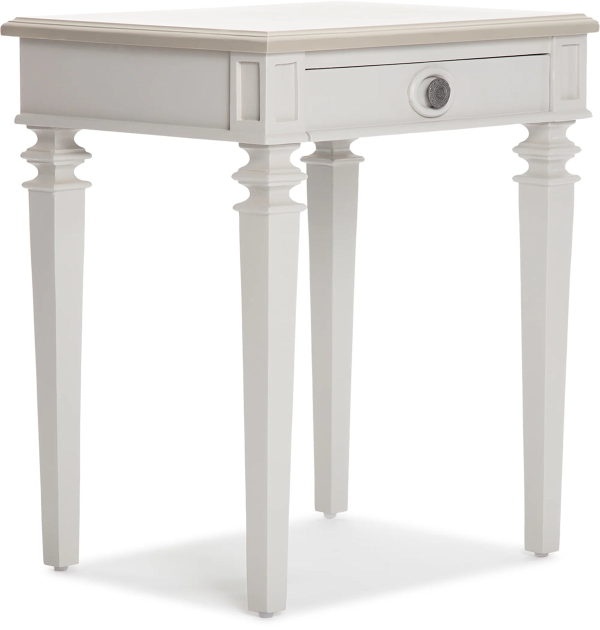 Light Gray Solid Wood End Table Nightstand with Drawer L478