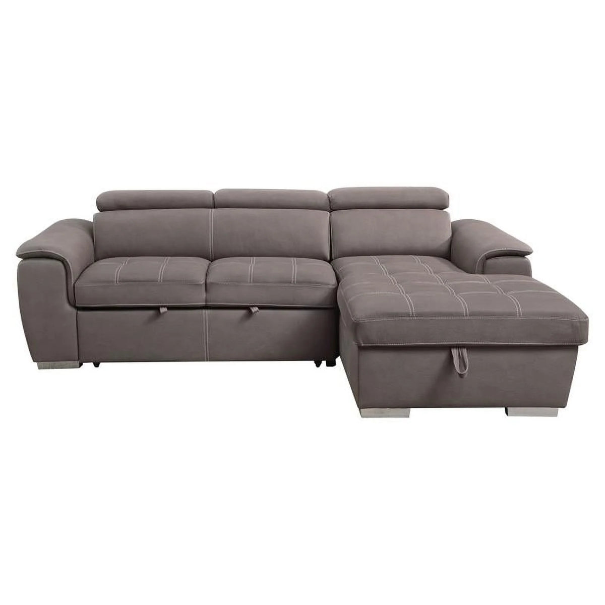 Light Brown Fabric Sleeper Sectional Sofa with Storage J88274
