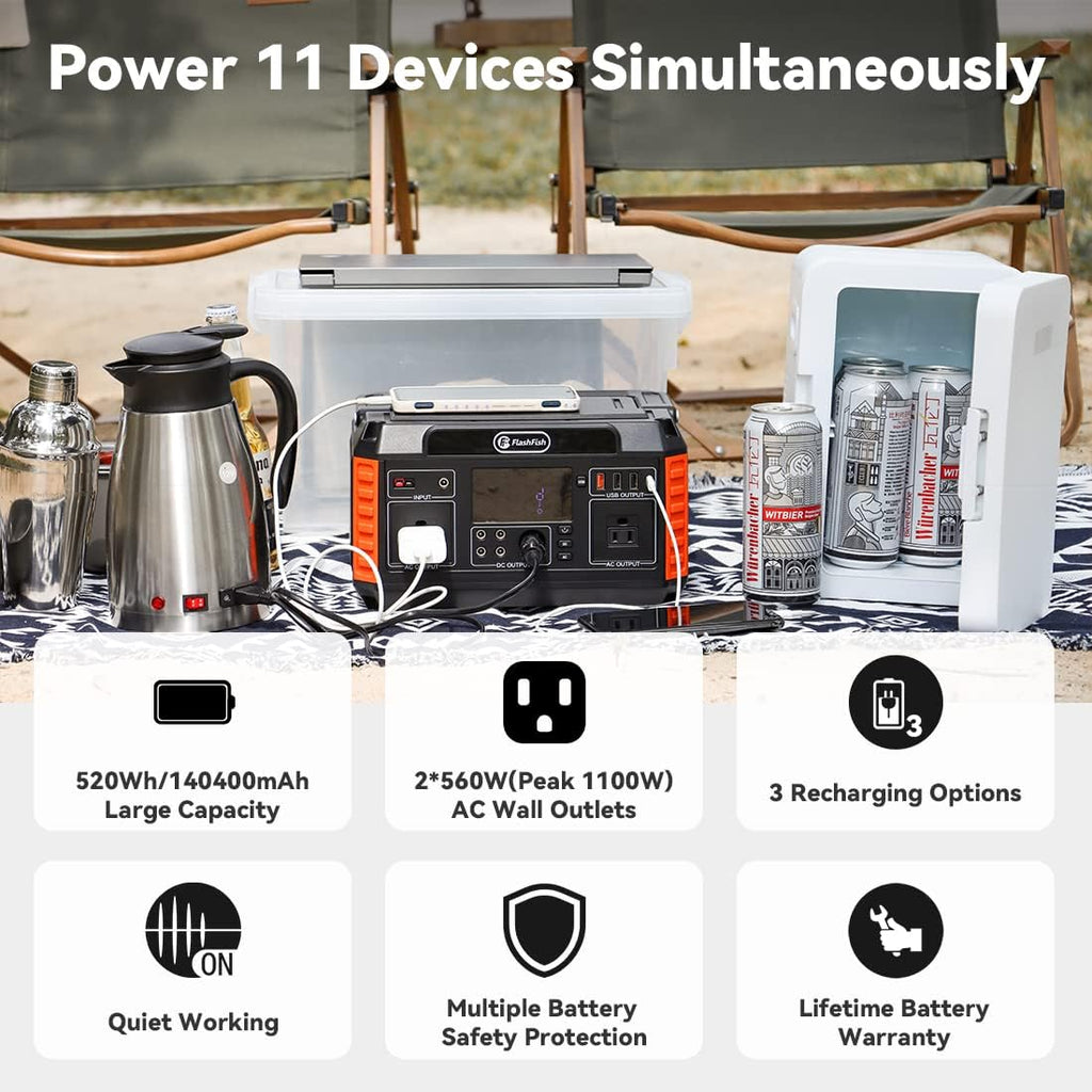 560W Portable Power Station with AC Outlets and USB Outputs K891