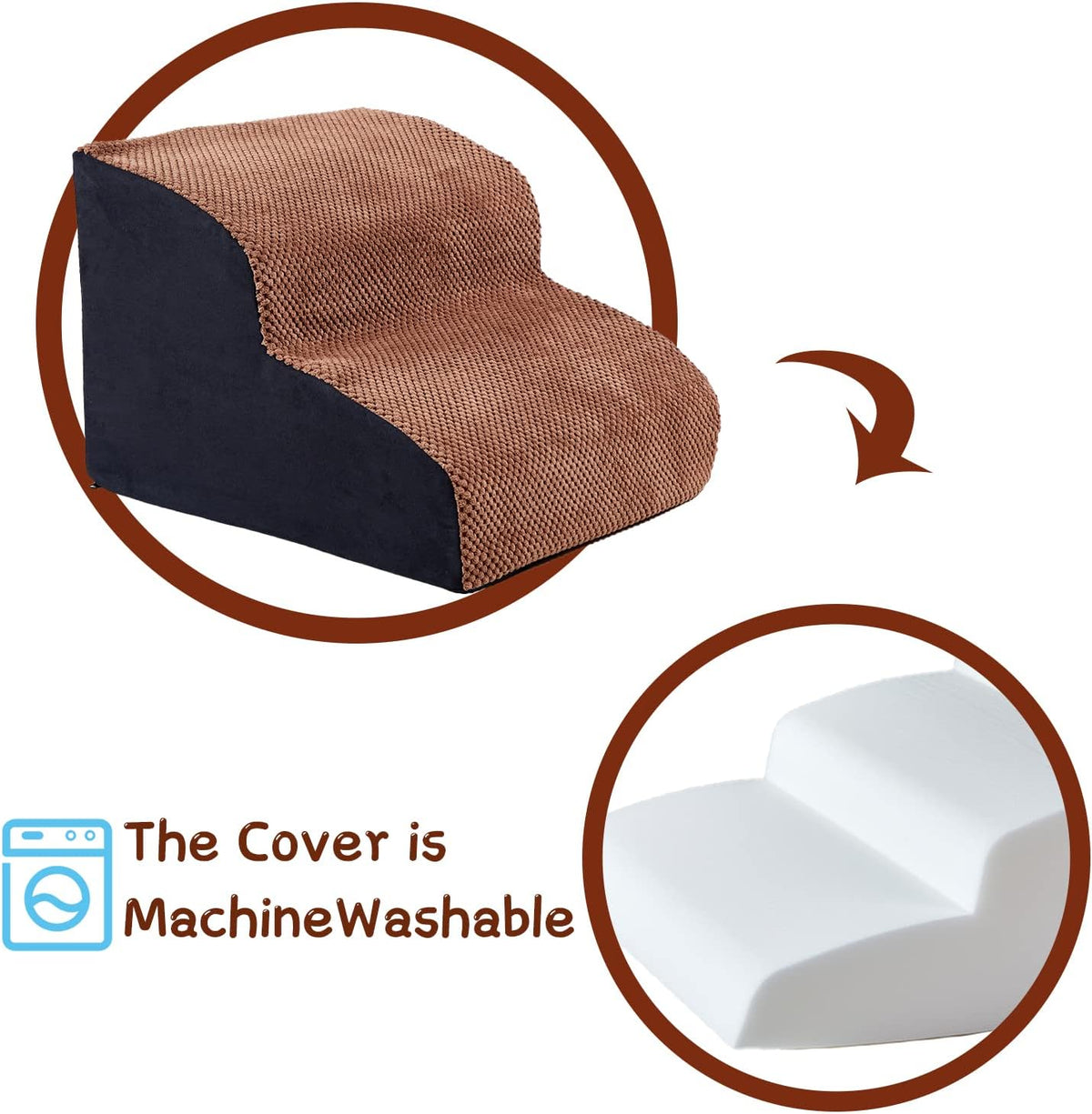 2 Steps High-Density Foam Dog Stairs I460