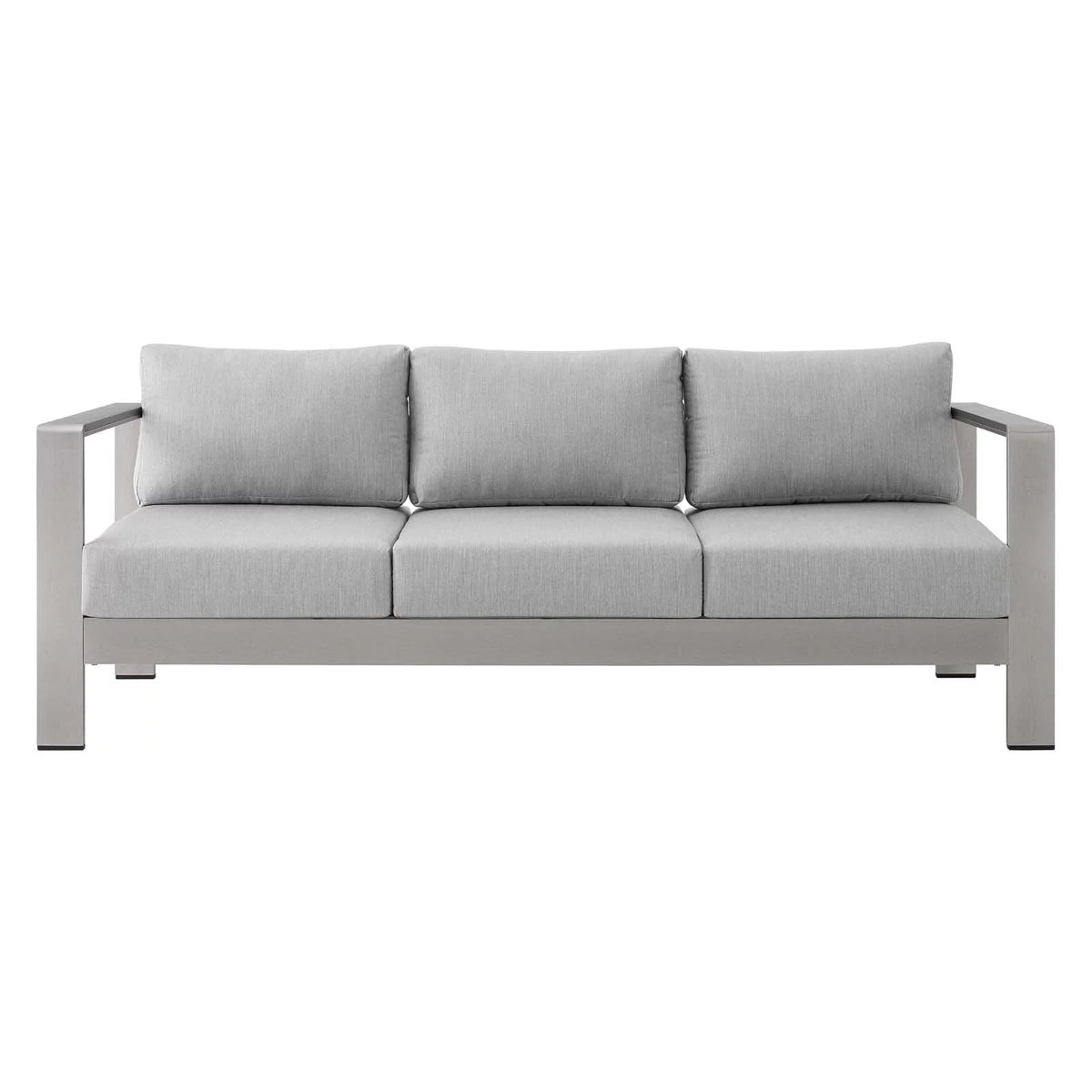 Silver Grey Modern Outdoor Sectional Sofa Chair Table Set W125