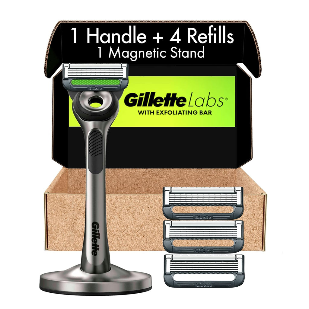 Razors with Exfoliating Bar, Shaving Kit, Includes 1 Handle, 4 Razor Blade Refills, 1 Premium Magnetic Stand R77690