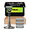 Razors with Exfoliating Bar, Shaving Kit, Includes 1 Handle, 4 Razor Blade Refills, 1 Premium Magnetic Stand R77690