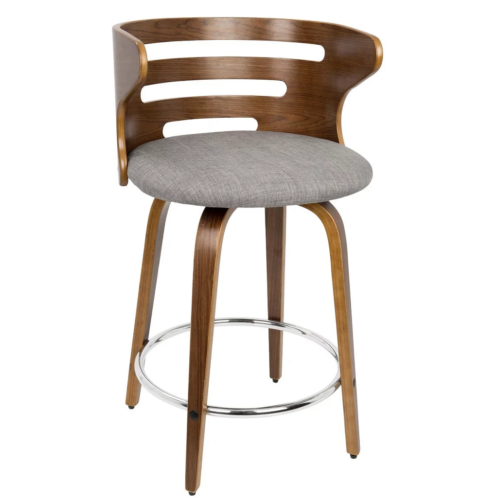 Set of 2 Brown Walnut Wood Barstools B7104