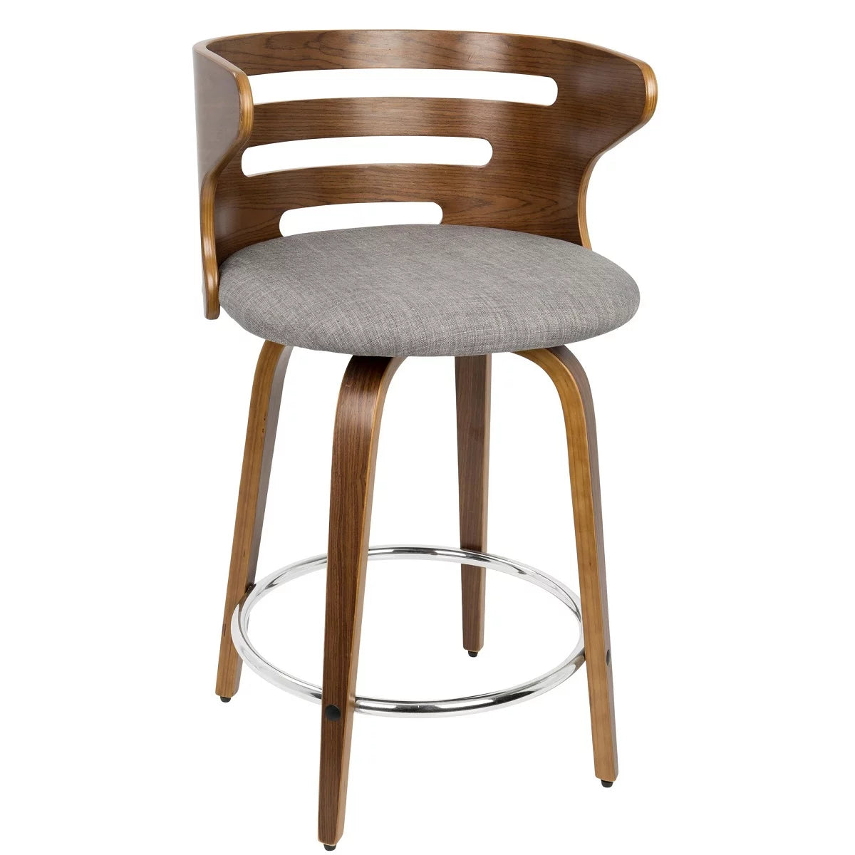 Set of 2 Brown Walnut Wood Barstools B7104