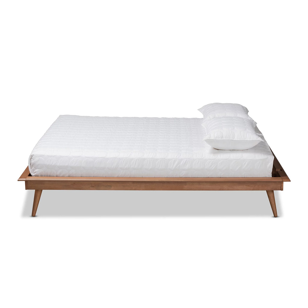 Walnut Brown Wood Full Size Platform Bed Frame L49442