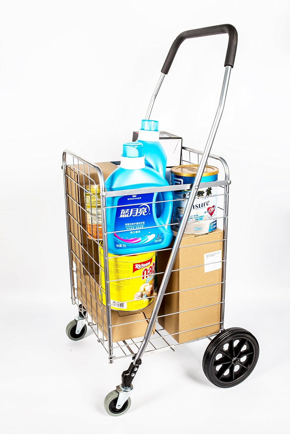 Silver Grocery Laundry Utility Shopping Cart with Swivel Wheels H248