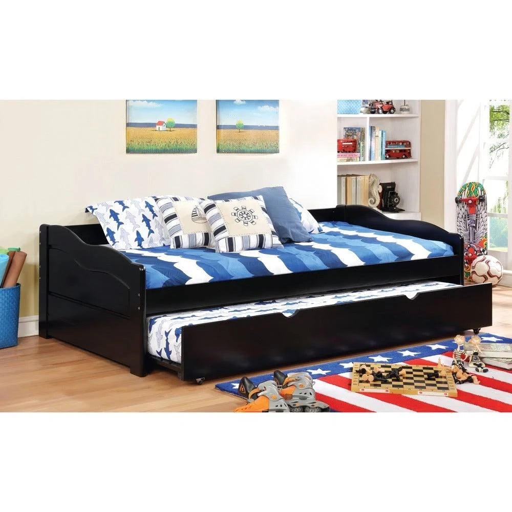 Brown Twin Wooden Daybed with Trundle Y61265