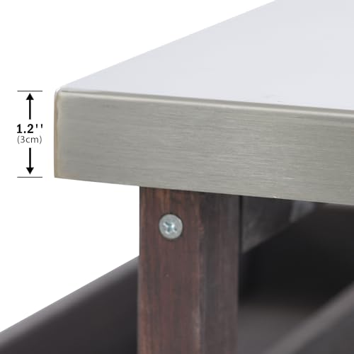 Natural Solid Wood Outdoor Kitchen Island with Stainless Steel Top C54716
