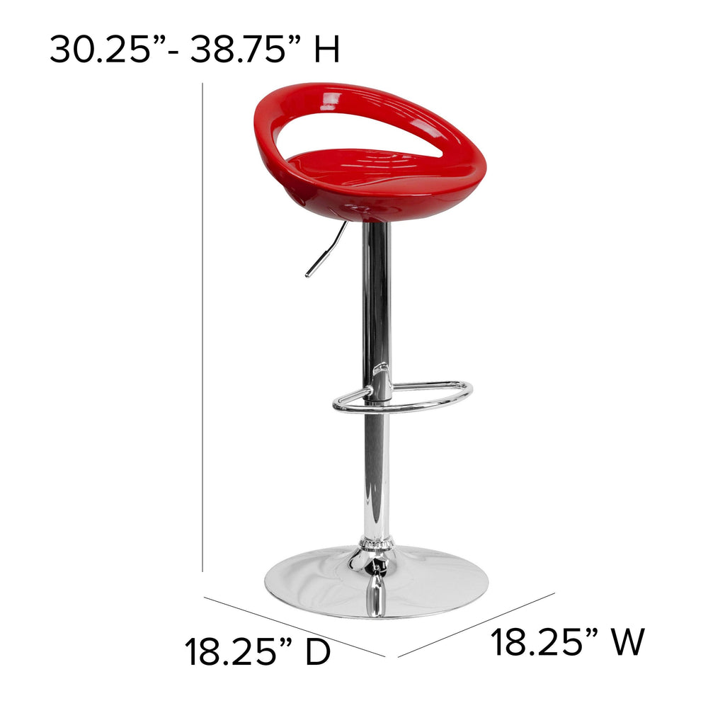 Silver Plastic Adjustable Height Barstool with Chrome Base W845664
