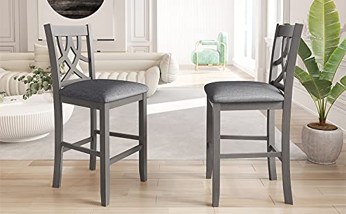 3 Piece Round Drop Leaf Counter Height Dining Table and Chairs Set with Storage Shelf F380