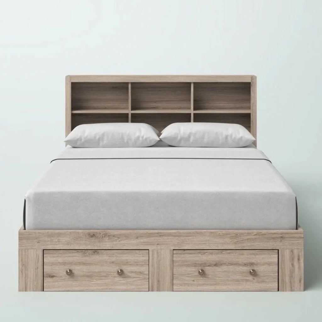 Queen Size Rustic Oak 2 Drawer Storage Platform Bed H40463